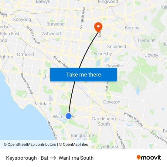 Keysborough - Bal to Wantirna South map