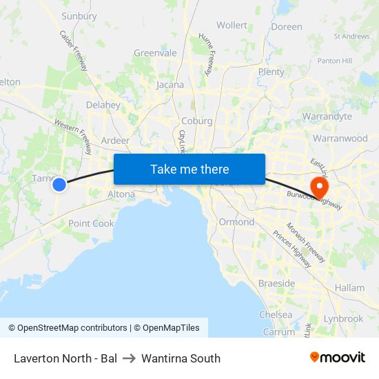 Laverton North - Bal to Wantirna South map