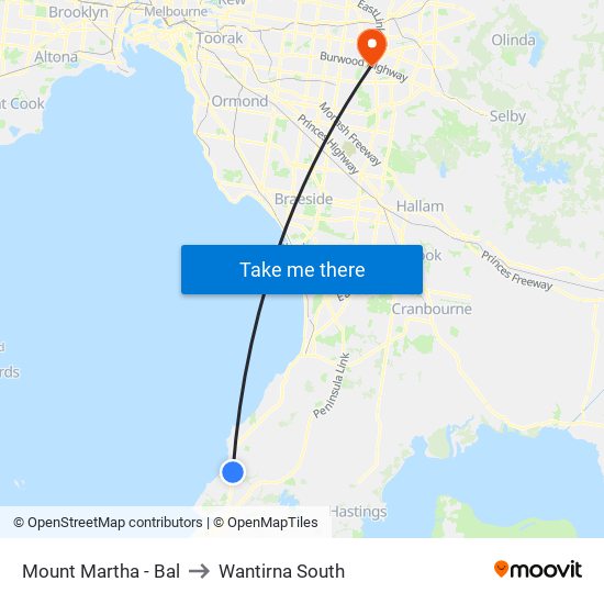 Mount Martha - Bal to Wantirna South map