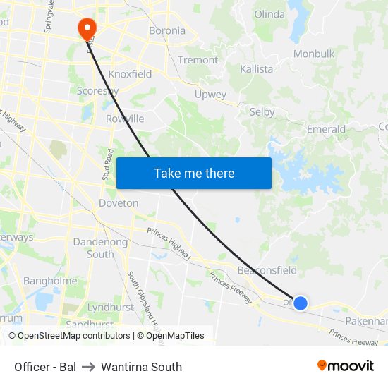 Officer - Bal to Wantirna South map