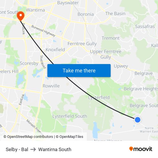 Selby - Bal to Wantirna South map