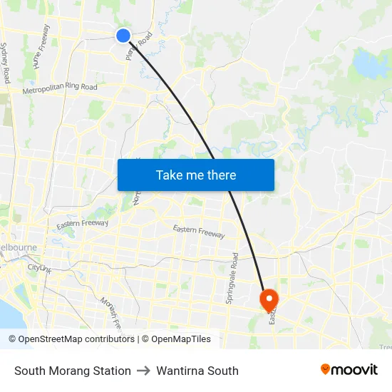 South Morang Station to Wantirna South map