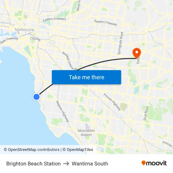 Brighton Beach Station to Wantirna South map