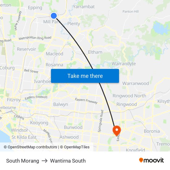 South Morang to Wantirna South map