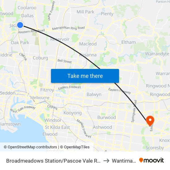 Broadmeadows Station/Pascoe Vale Rd (Broadmeadows) to Wantirna South map