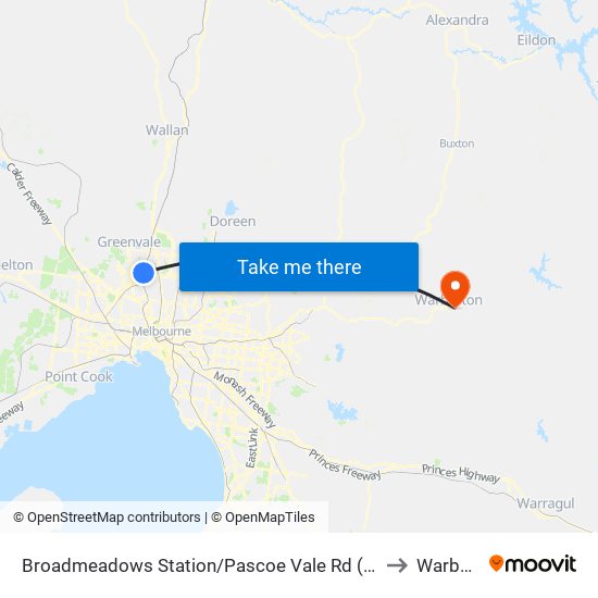 Broadmeadows Station/Pascoe Vale Rd (Broadmeadows) to Warburton map