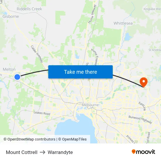 Mount Cottrell to Warrandyte map