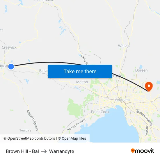 Brown Hill - Bal to Warrandyte map