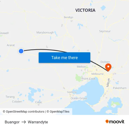 Buangor to Warrandyte map