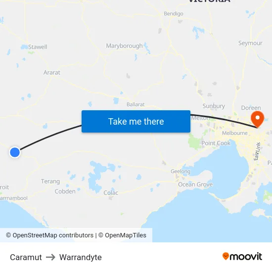 Caramut to Warrandyte map