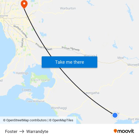 Foster to Warrandyte map