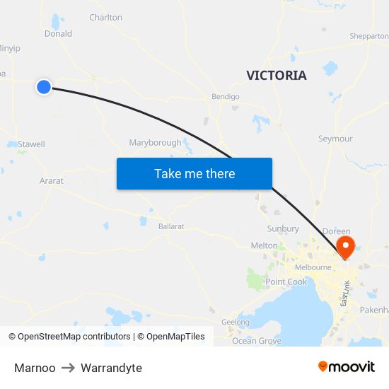 Marnoo to Warrandyte map