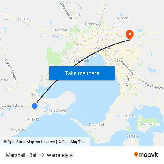 Marshall - Bal to Warrandyte map