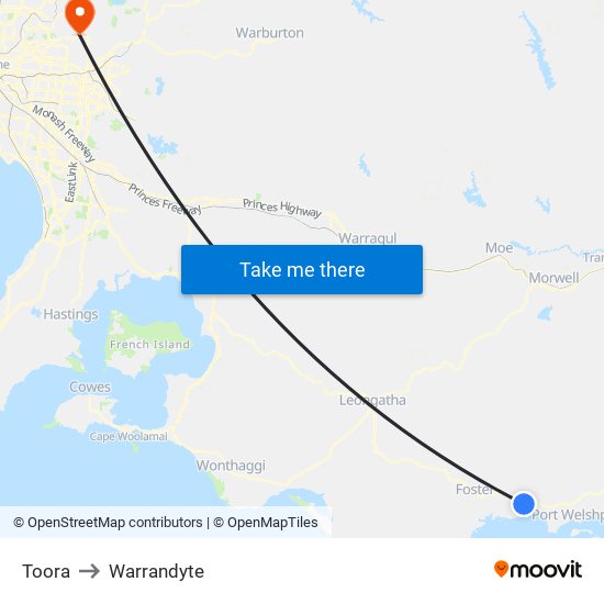 Toora to Warrandyte map