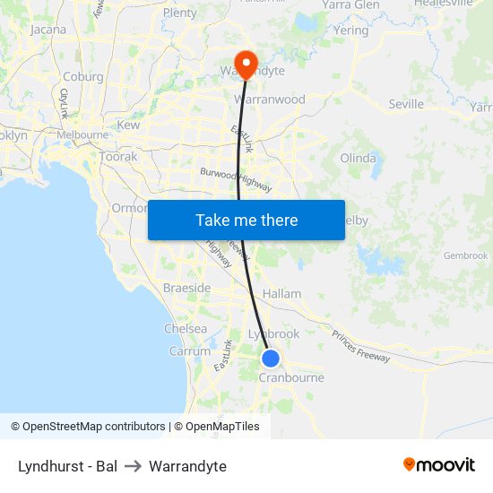 Lyndhurst - Bal to Warrandyte map