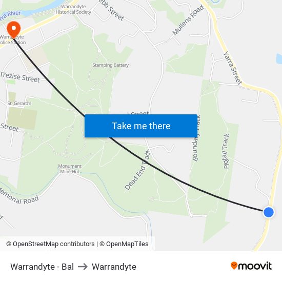Warrandyte - Bal to Warrandyte map