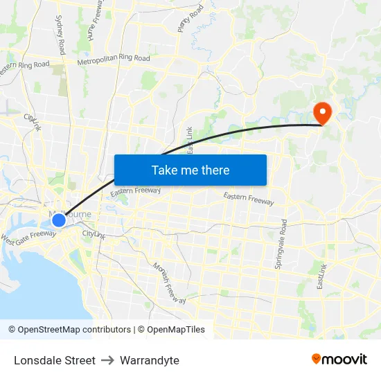 Lonsdale Street to Warrandyte map