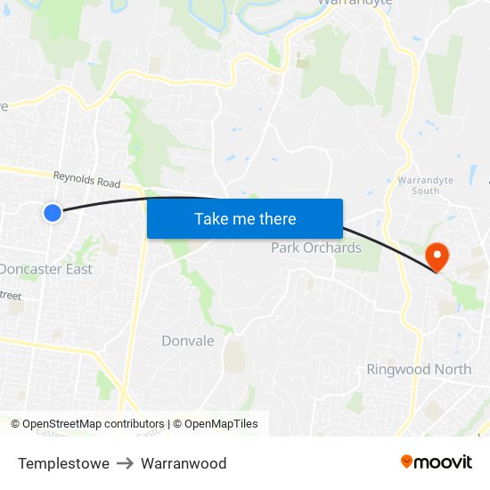 Templestowe to Warranwood map