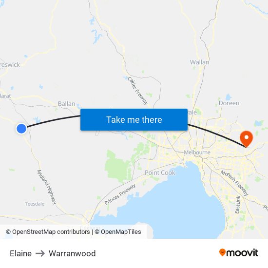 Elaine to Warranwood map