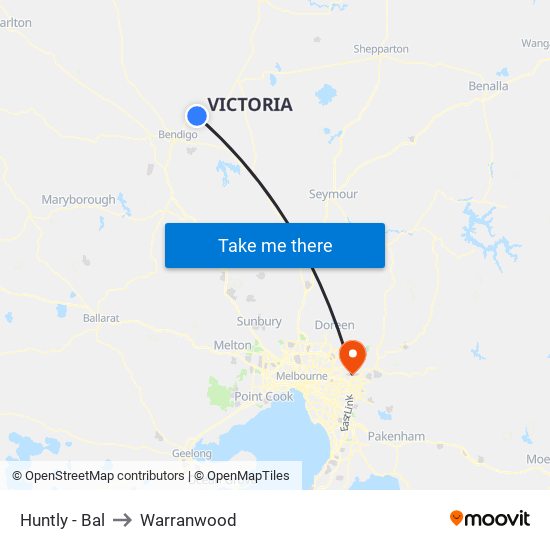 Huntly - Bal to Warranwood map