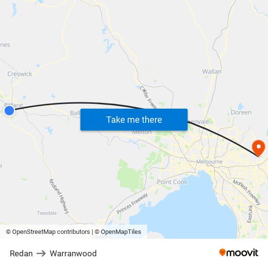 Redan to Warranwood map