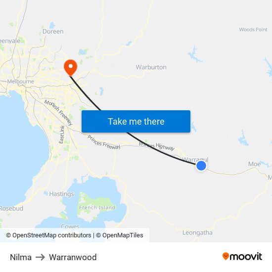 Nilma to Warranwood map