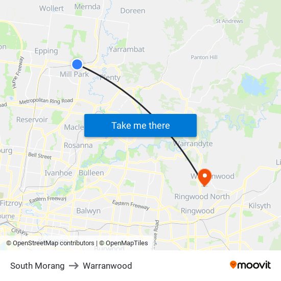 South Morang to Warranwood map