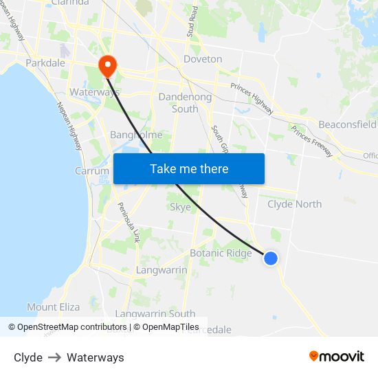 Clyde to Waterways map