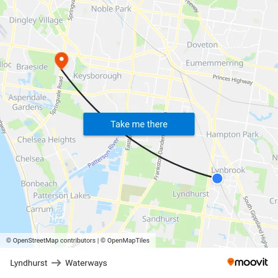 Lyndhurst to Waterways map