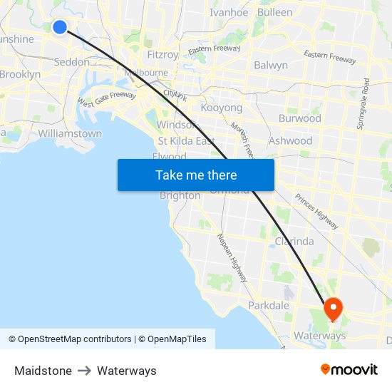 Maidstone to Waterways map