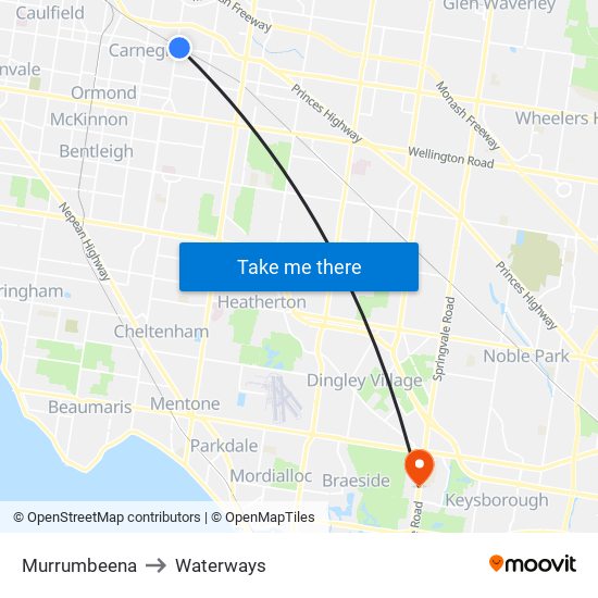 Murrumbeena to Waterways map