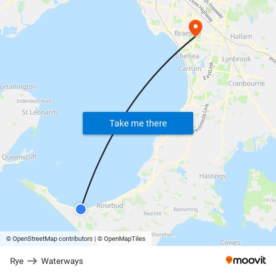 Rye to Waterways map