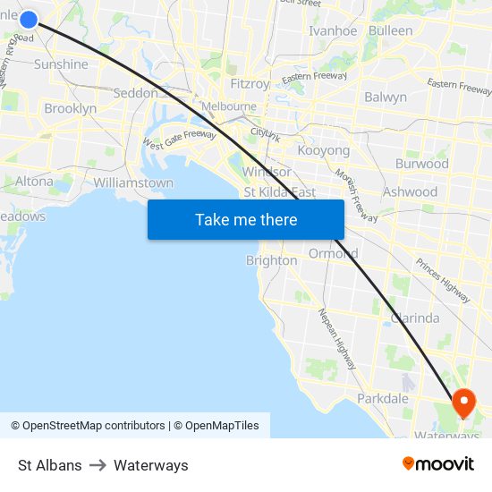 St Albans to Waterways map