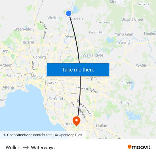 Wollert to Waterways map