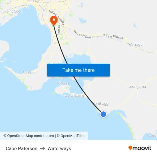 Cape Paterson to Waterways map