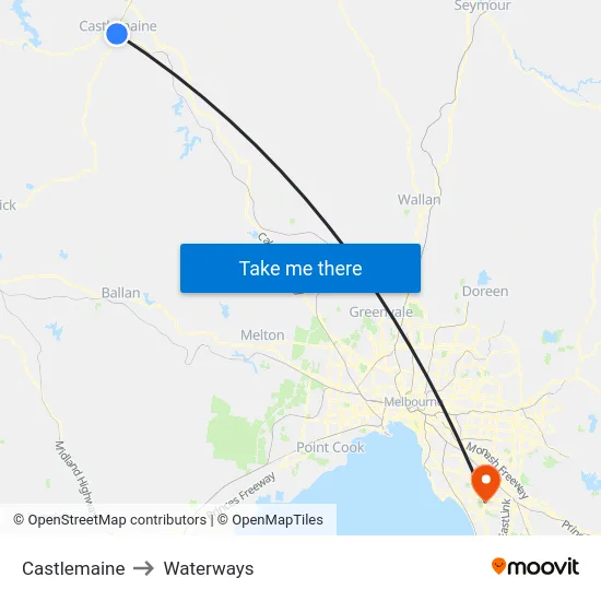 Castlemaine to Waterways map