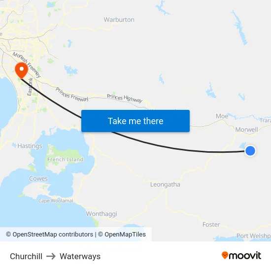 Churchill to Waterways map