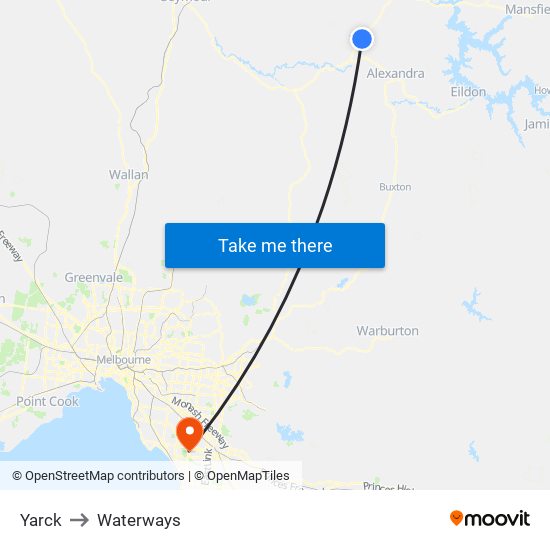 Yarck to Waterways map