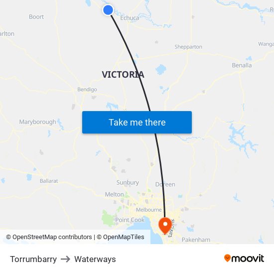 Torrumbarry to Waterways map