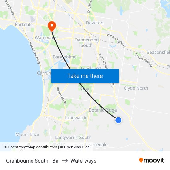 Cranbourne South - Bal to Waterways map