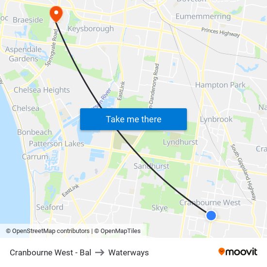 Cranbourne West - Bal to Waterways map