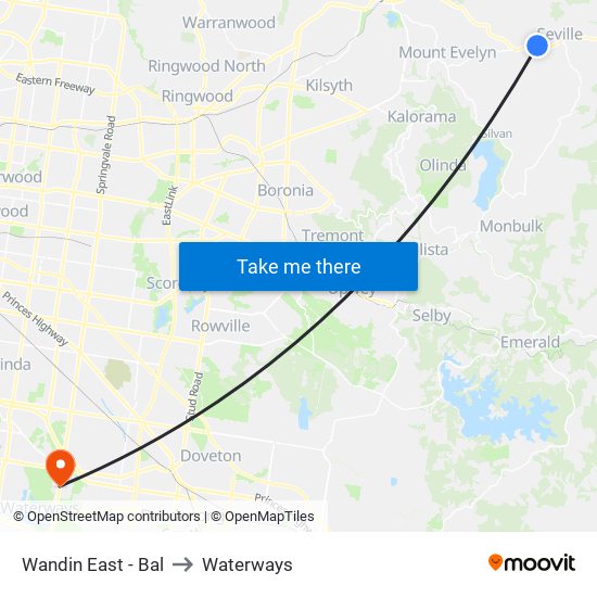 Wandin East - Bal to Waterways map