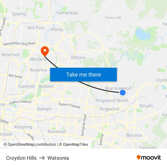 Croydon Hills to Watsonia map