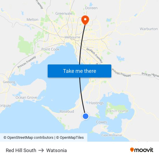 Red Hill South to Watsonia map