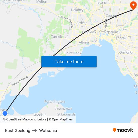 East Geelong to Watsonia map