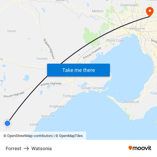 Forrest to Watsonia map