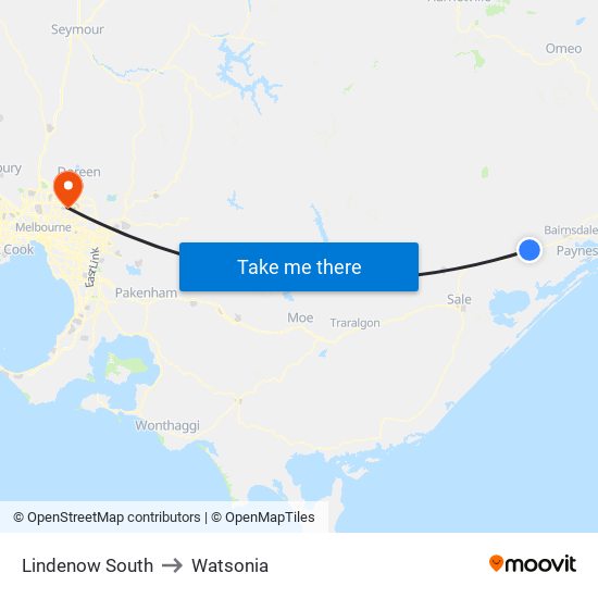 Lindenow South to Watsonia map