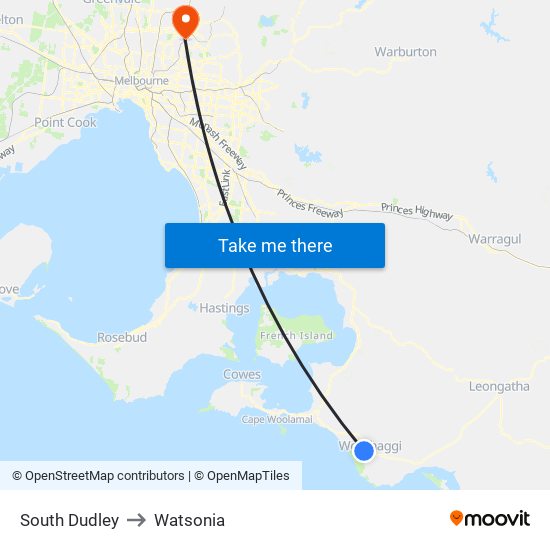 South Dudley to Watsonia map