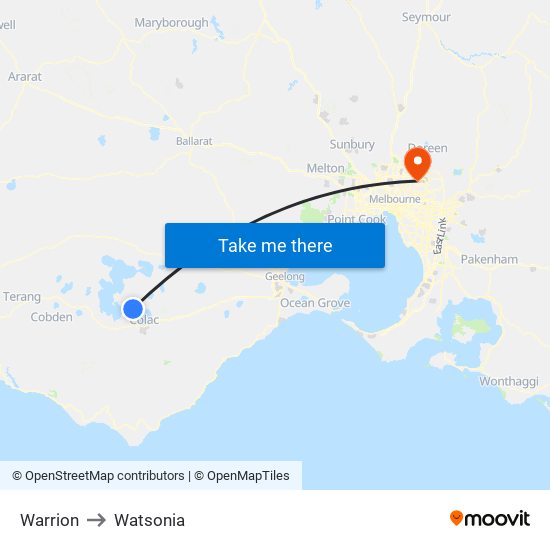 Warrion to Watsonia map