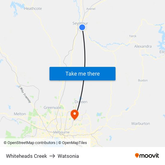 Whiteheads Creek to Watsonia map